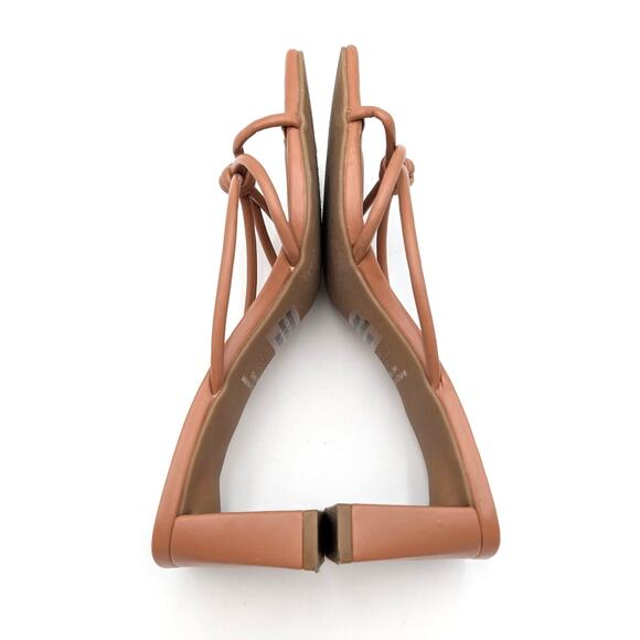 Open Edit Jamie Block Heel Sandals Open Toe Women's Tan Cashew Size US6M EU36.5 - Picture 5 of 10